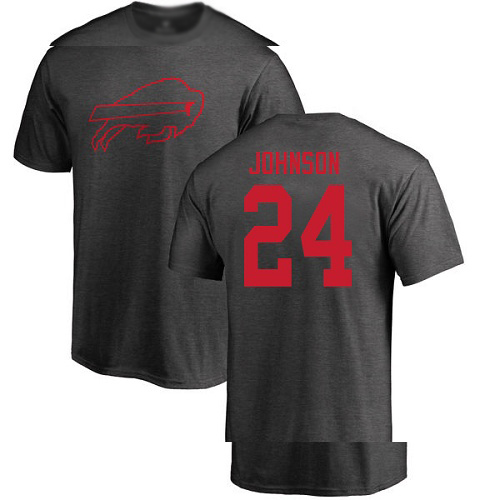 Men NFL Buffalo Bills #24 Taron Johnson Ash One Color T Shirt